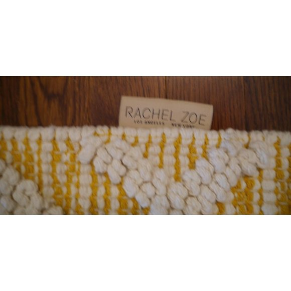 Rachel Zoe Throw Rug Woven Decorative Boho Style Size 50” X 60” Yellow Popcorn - Picture 8 of 10